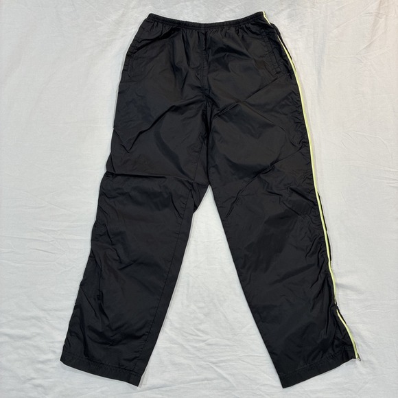 Energy Zone Pants - 90s Energy Zone Track Pants Large Black Green Nylon Jogger Windbreaker Baggy